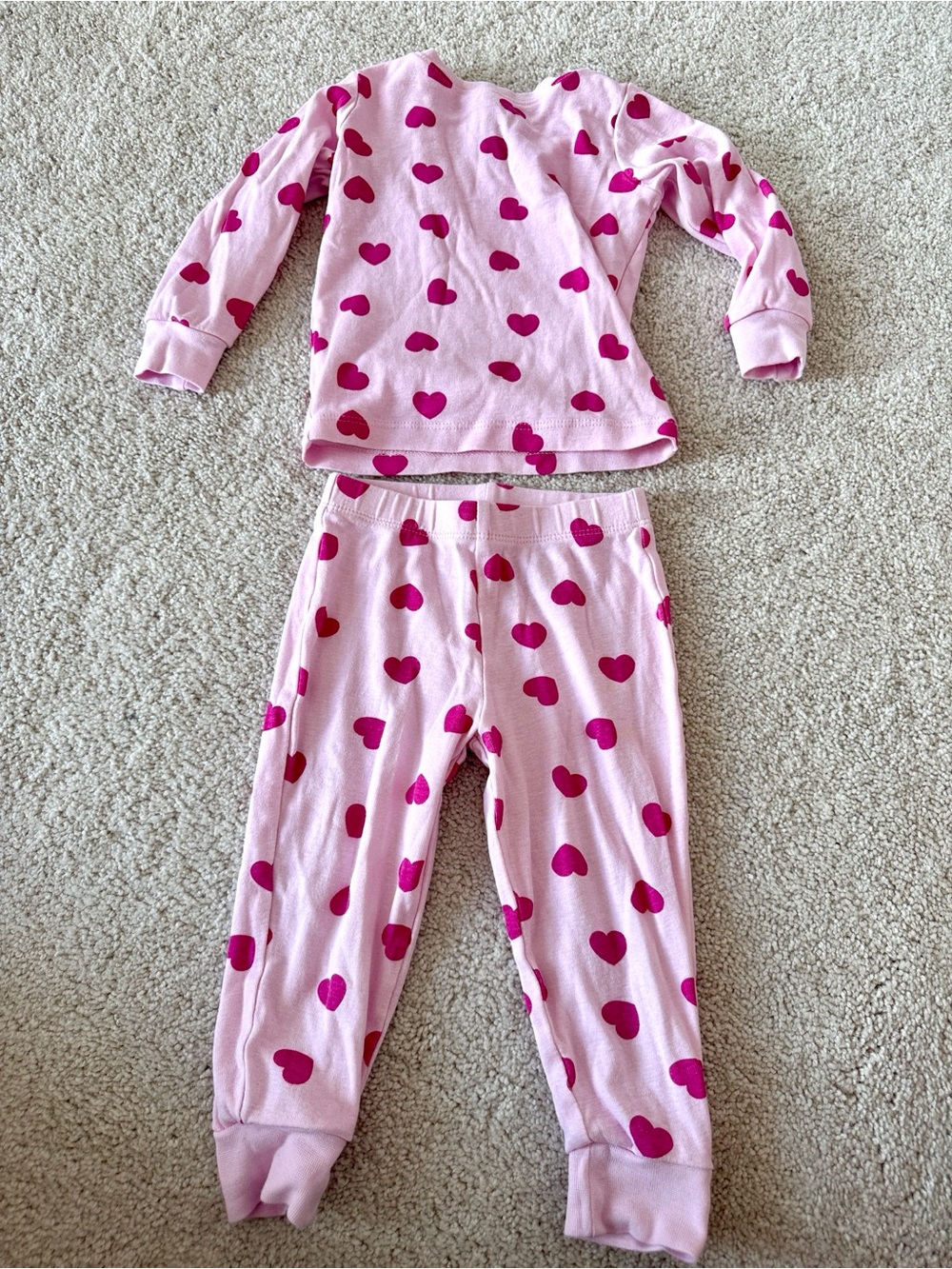 Kids Pink Heart-Print Matching Set